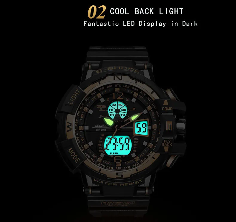Smael Sport Watch Men 2021 Klocka Male LED Digital Quartz Wrist Watches Men's Top Brand Digital-Watch Relogio Masculino247U
