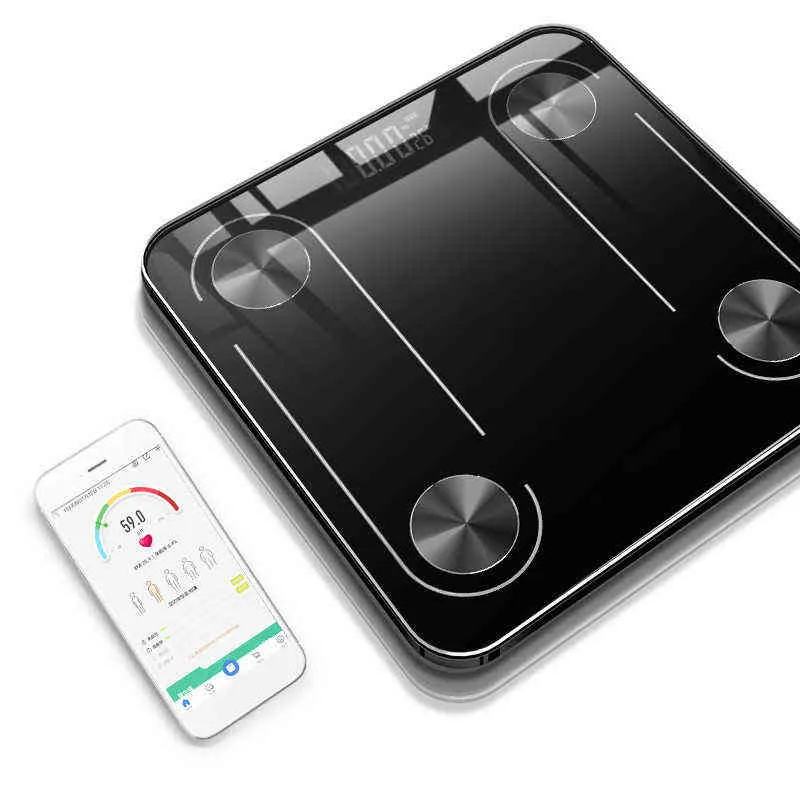 USB Carregamento Body Electronic Scales Fat Scale Chão Vidro Inteligente LED Digital Digital BMI Peso Balanço Bariátrico Banheiro Bluetooth SCA H1229
