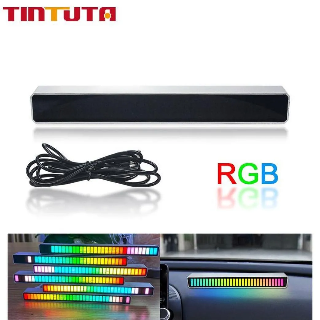 Lumière de fête rythmique à commande vocale RVB, contrôle du son coloré créatif ambiant avec indicateur de niveau de musique 32 bits, voiture Deskto198l