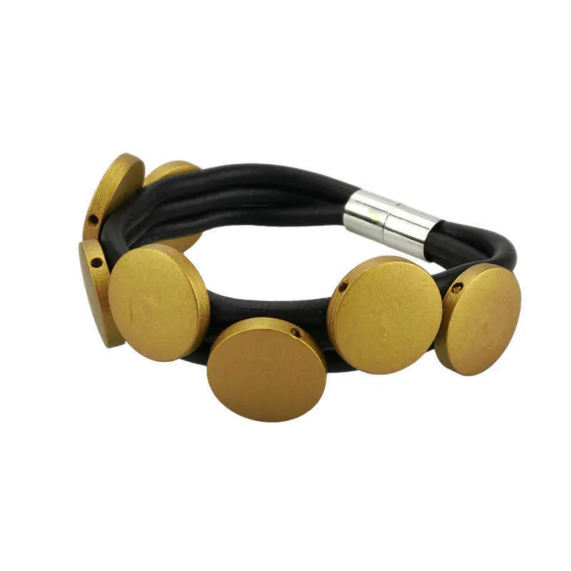 Royaume-Uni New Gold Color Bracelets Femmes Charme Bracelets Chaînes en caoutchouc Boho Bijoux Bijoux Bracelet Anniversaire Cadeau d'anniversaire Bijoux en bois Banglier Q0719