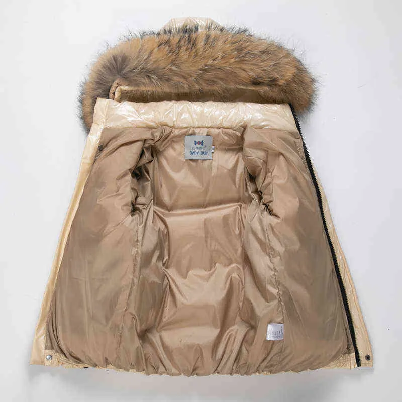 Daunenjacke für Kinder, für Jungen und Mädchen, mit abnehmbarem Naturfellkragen – 30 Grad Winter-Kälteschutzjacke 211203