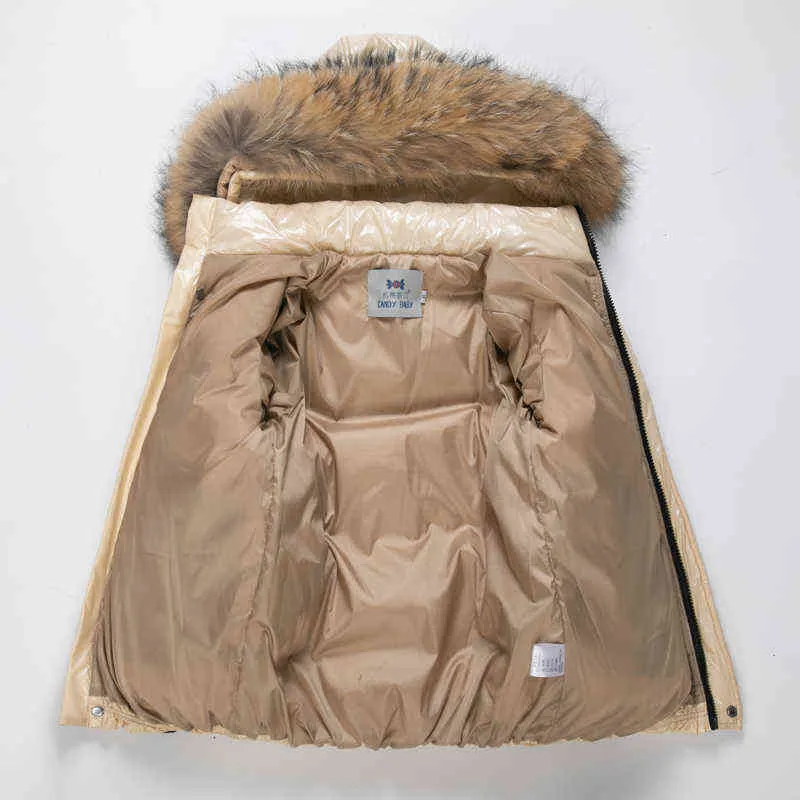 Doudoune pour enfants garçon fille col en fourrure naturelle détachable-30 degrés hiver veste résistante au froid 211203