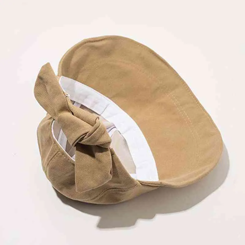 Spring Summer Soft Cotton Round Dome Bandage Bow Foldable Temperament Fishermen Hat Women Fashion Travel Cap Gift G220311