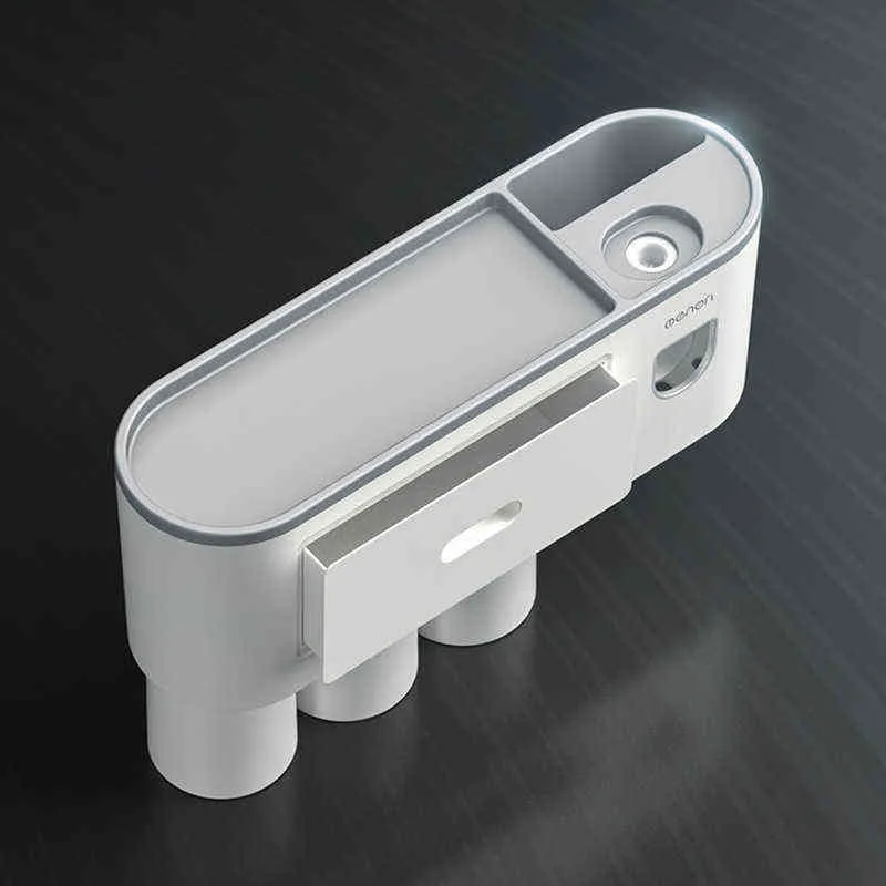 Portaspazzolino Accessori il bagno Set organizer Dispenser automatico di dentifricio Set di strumenti montaggio a parete 211222