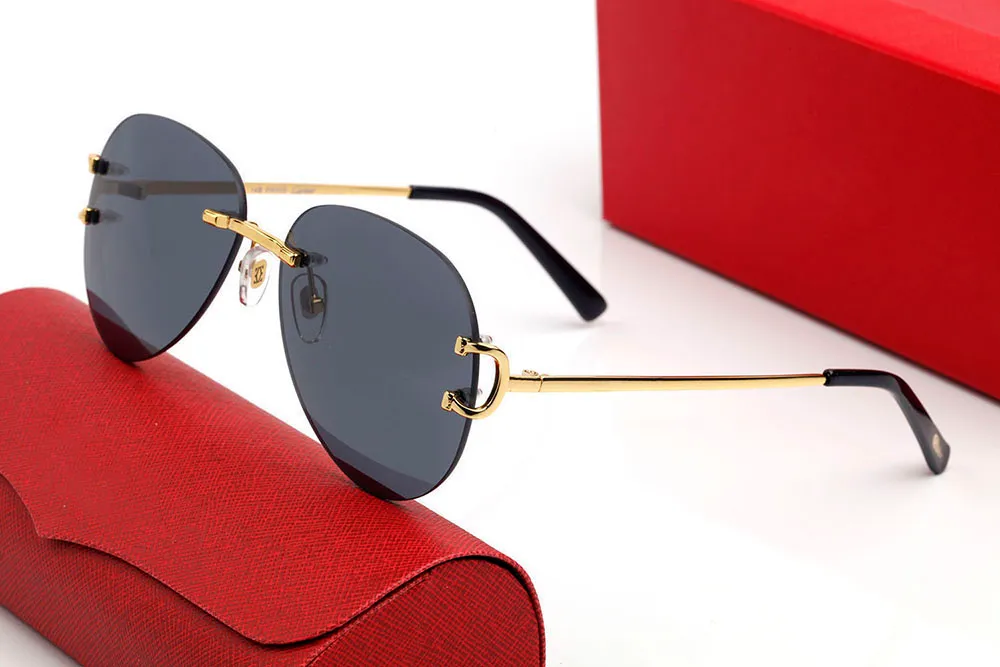 Classic Mens Sunglasses Brand Design UV400 Eyeglasses Metal Gold Frame Sun glasses Men Women Tiny wire Alloy Eyewear Frames With R270r