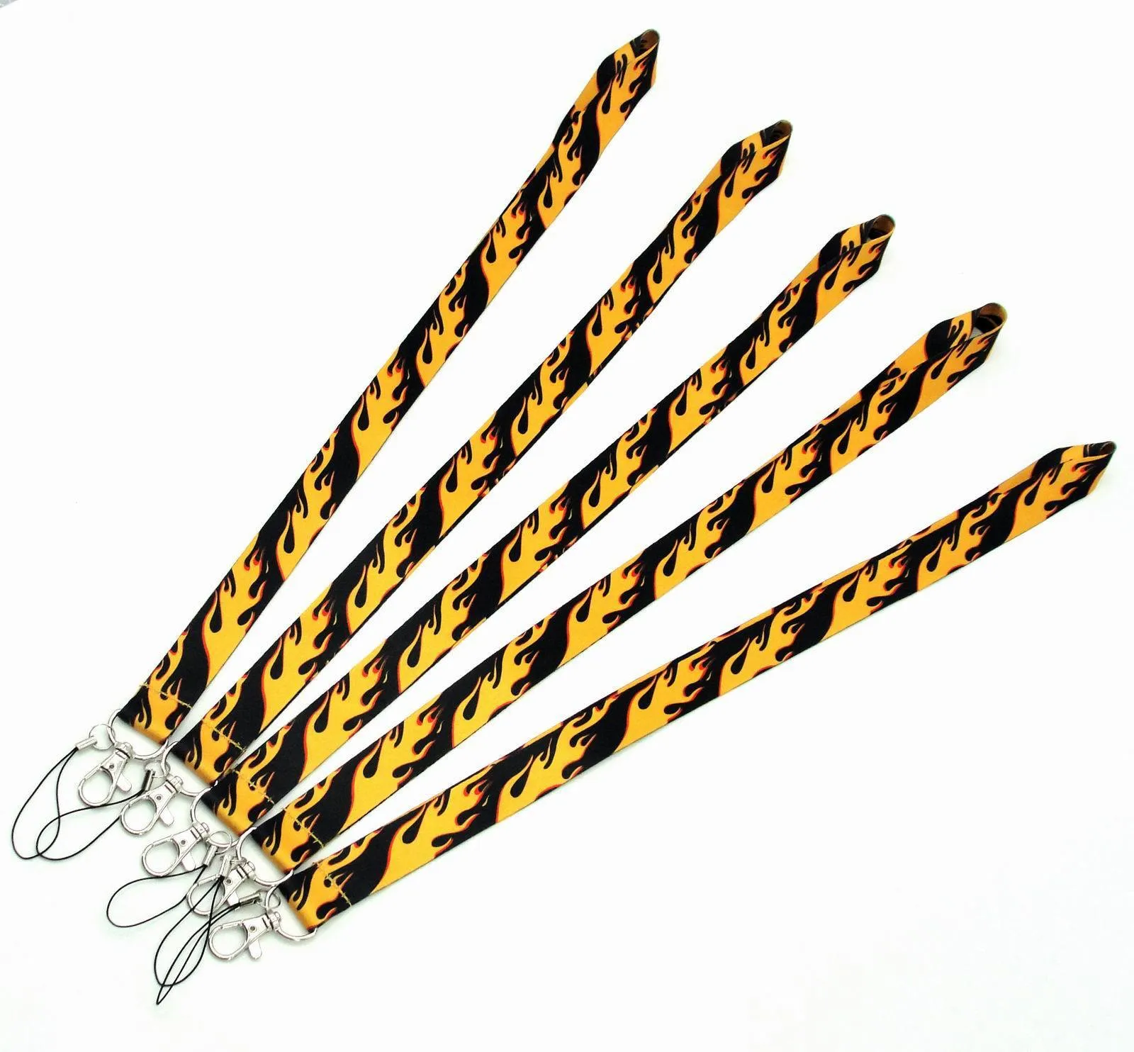 10st Flame Keychain Hang Rope Lariat Lanyards För Keys ID Kort Pass Gym Badge Hållare Nackband Nyckelring Söt Ornament