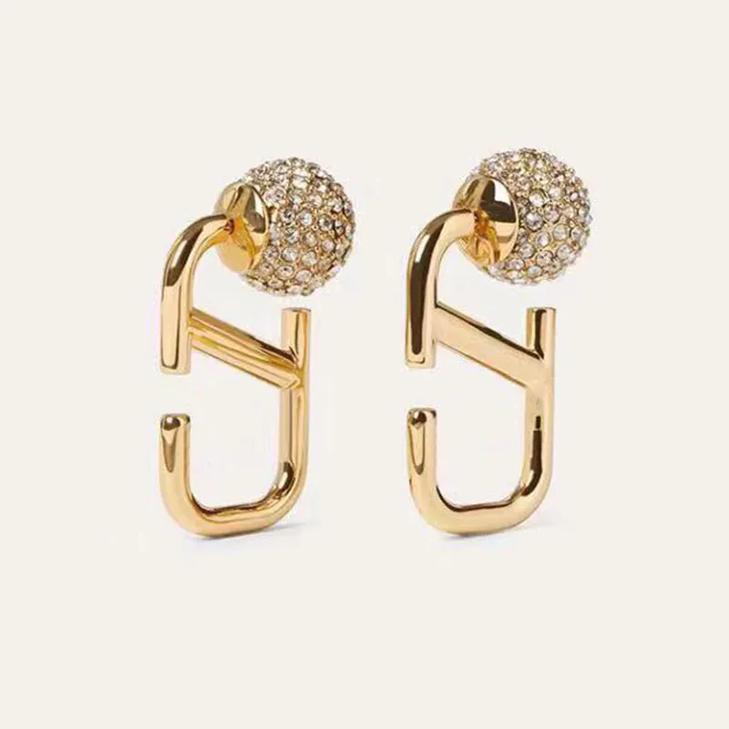 Women Designer kolczyki Women Diamonds Ear Studs v liter moda dama wykwintna biżuteria złota kolor damski elegancki kolczyk do niej b248a