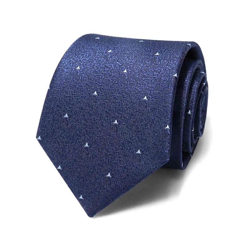 Жаккардовый военно-морской синий галстук для мужчин бренд дизайнер 8 см свадебный бизнес роскошный платье костюм шелковый полиэстер мужской галстук с подарочной коробкой