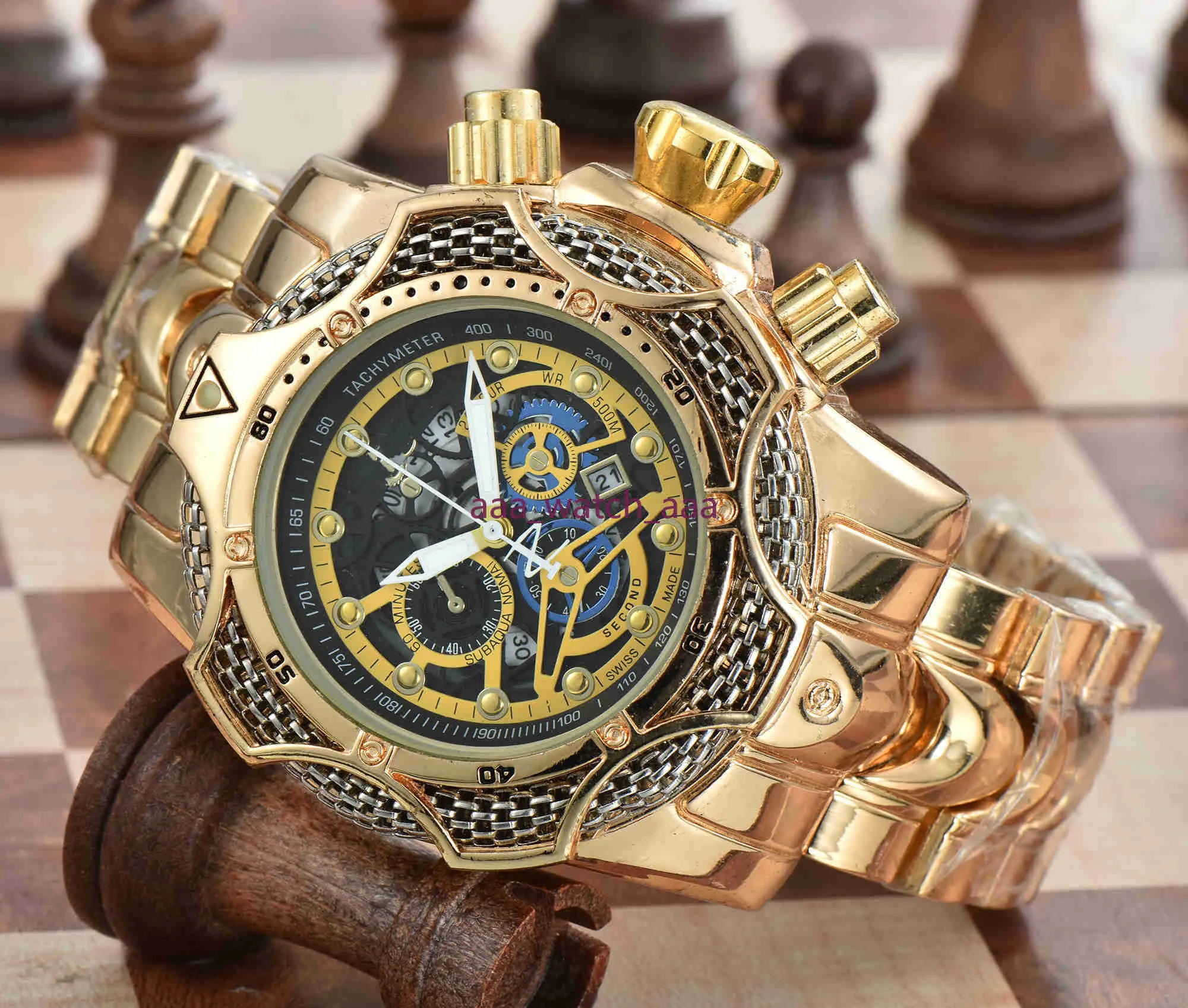 無敗の時計 2021 熱い販売高品質大型ダイヤル自動日付ステンレス鋼腕時計メンズクォーツ時計リロイデやつ