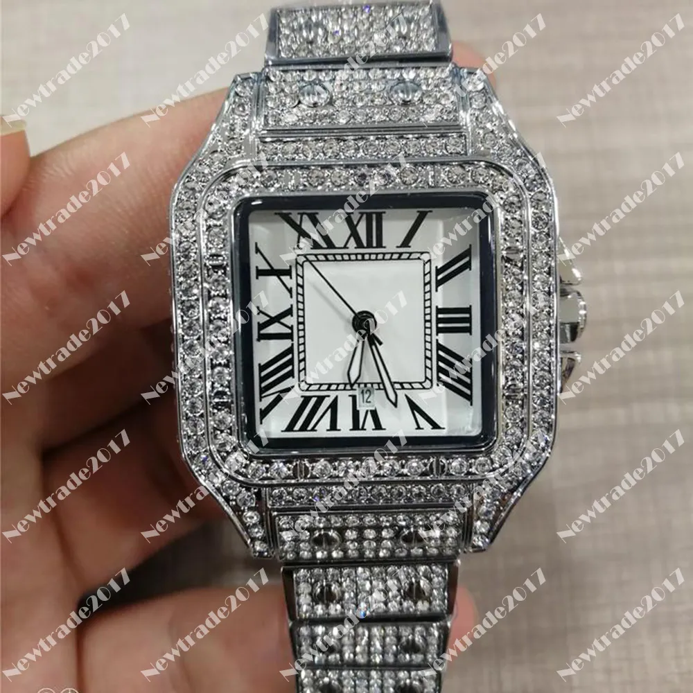 Full Diamond Mens Montres Mouvement À Quartz Iced Out Femmes Montre Brillant Amant Montre-Bracelet Style De Vie Étanche Mode Robe Montres Montre De Luxe