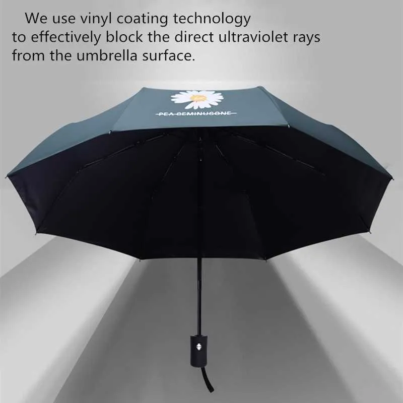 Parapluie Pliant Entièrement Automatique Femme Luxe Mode Affaires Pluie avec Impression Femmes Hommes Grand Coupe-Vent Auto Unbrella 210626