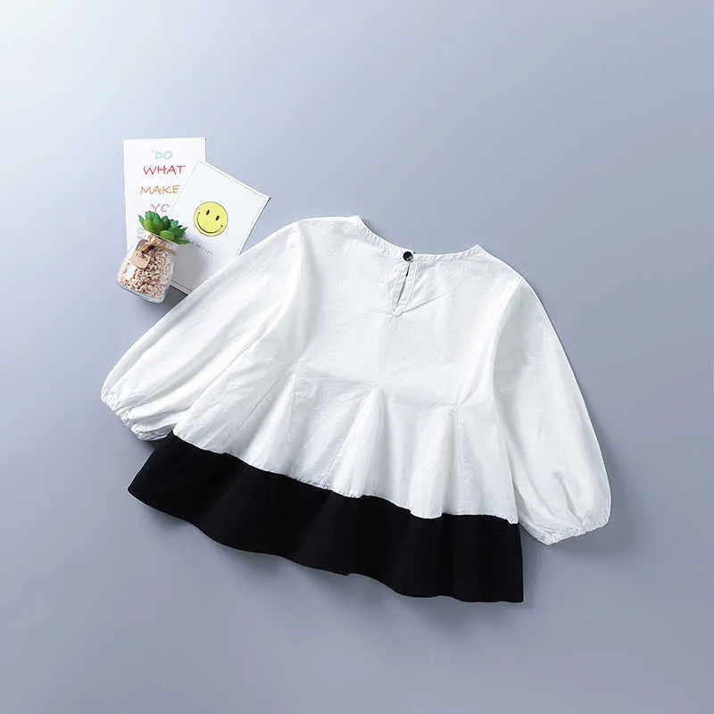 2-7 jaar hoge kwaliteit meisje kleding set herfst mode patchwork shirt + denim rok kid kinderen 210615