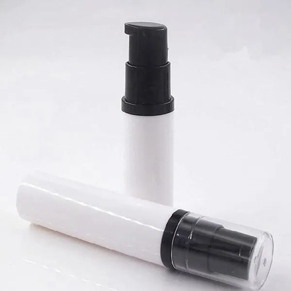 プラスチックブラックポンプ化粧品包装真空ボトルと100ピクス5ml 10ml 15mlの詰め替え可能な白いエアレスローションポンプのボトル