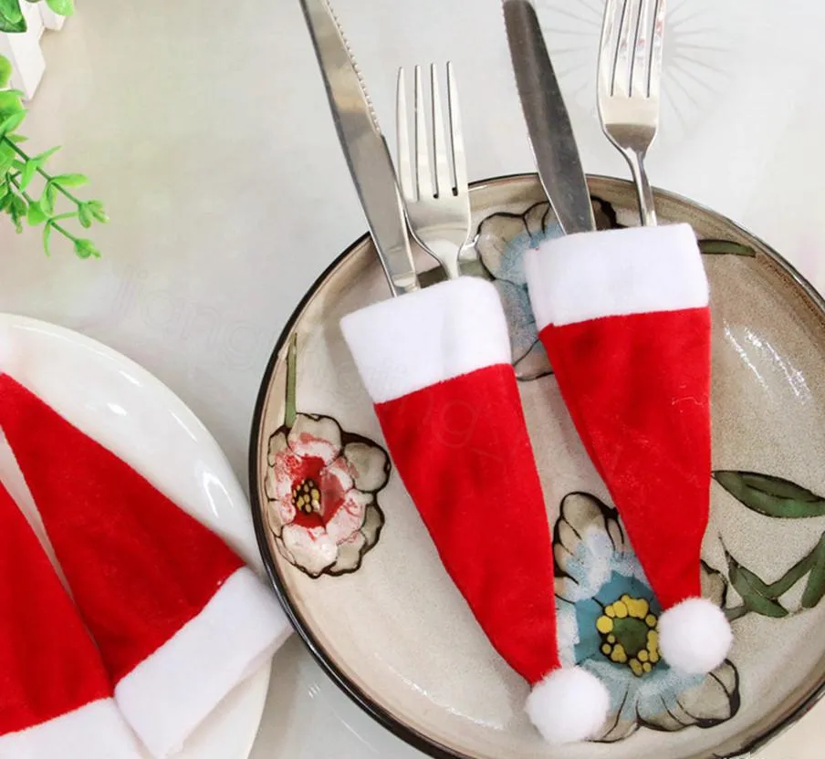 Couverture de bouteille de vin de Noël, petit chapeau pour décorations de bouteilles de Noël, cadeau pour enfants, joyeux nouvel an, fournitures de décoration de table de bar, casquette 2021 X29