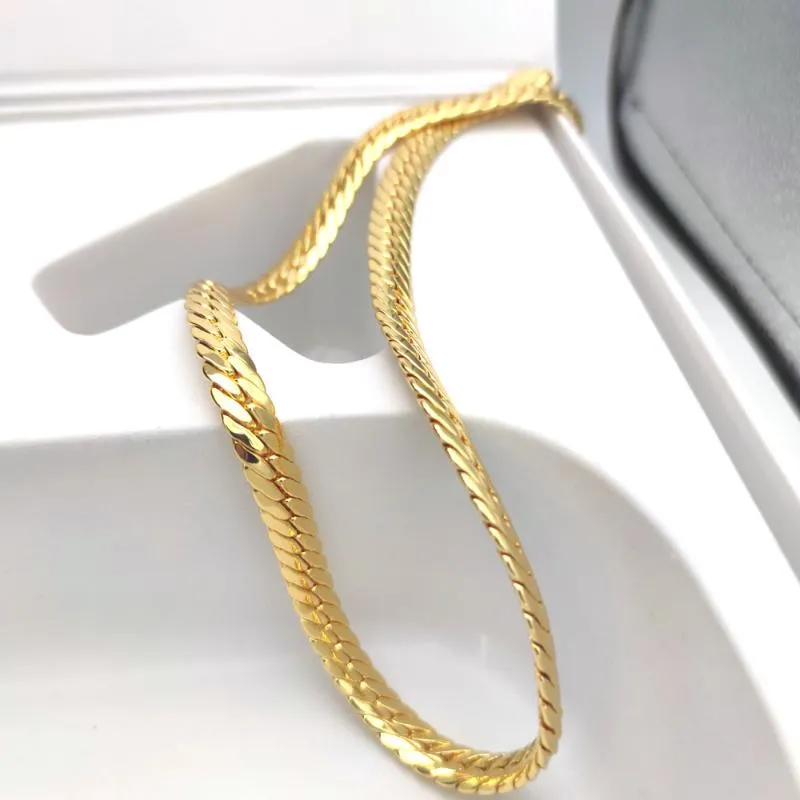 Łańcuchy Oszałamiające 24 -karatowe złoto Autentyczny GP 10 mm Skale węża węża węża solidnego kubańskiego naszyjnika Męso 24 310Q
