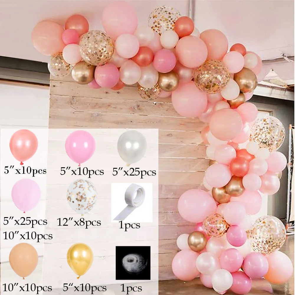 rose ballon arc guirlande kit or blanc confettis ballons en latex saint valentin mariage fête d'anniversaire décoration 210719