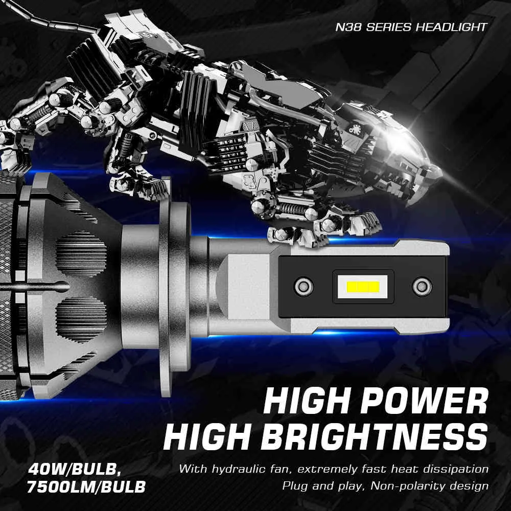 Novsight Far Ampuller LED H7 H4 H1 H3 H11 H13 9005 9006 9007 Mini Boyut Kod Çözücü Araba Işık 80 W 15000LM 6500 K Otomatik Far