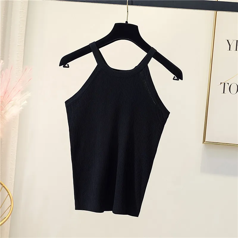 Summer Clothing O Neck Sleeveless Crop Top White Women Black Casual Basic T Shirt Off Shoulder Sexy Backless Tank 13644 210508