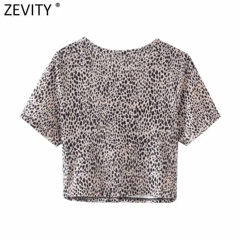 Zeefity Dames Mode Luipaard Print Korte Slanke Blouse Franse Vrouwelijke Basic Korte Mouw Casual Shirts Chic Chemise Tops LS9164 210603