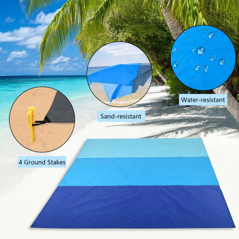 Tapis de plage magique imperméable extérieur voyage tapis de sable magique serviette de plage pique-nique Camping matelas couverture pliante tapis de plage sans sable Y0706