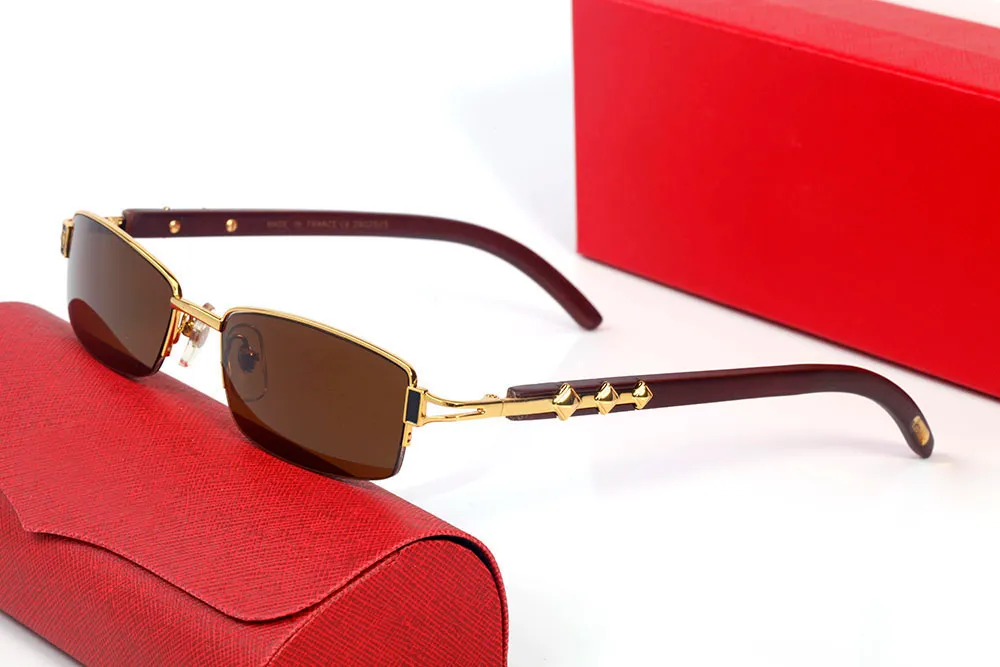 Lunettes de soleil pour hommes et femmes en métal lunettes de soleil sans cadre en bois lunettes carrées à monture complète style de conception de haute qualité adapté à a207p