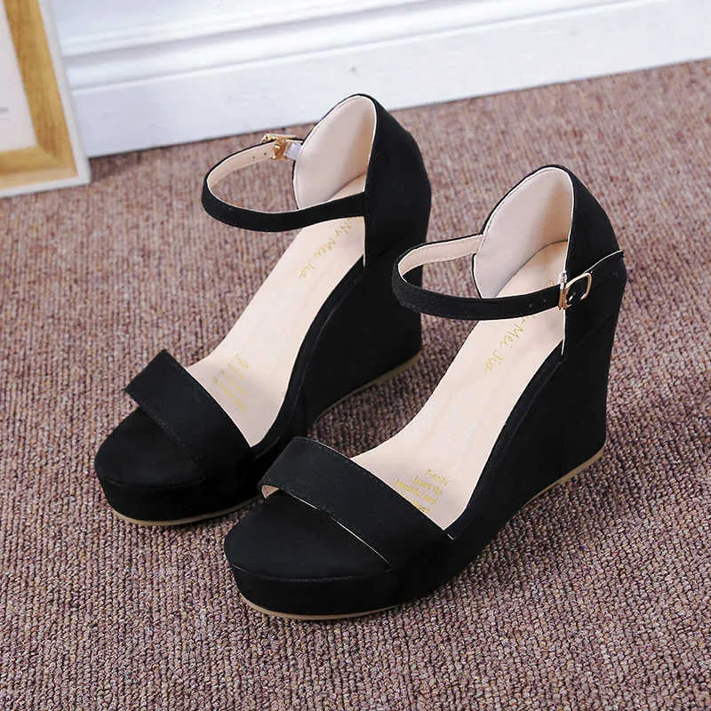 Sommer dicke untere High Heel Damenschuhe Größe 32 33 40 schwarze römische Keile Plattform Sandalen Strand Y0721