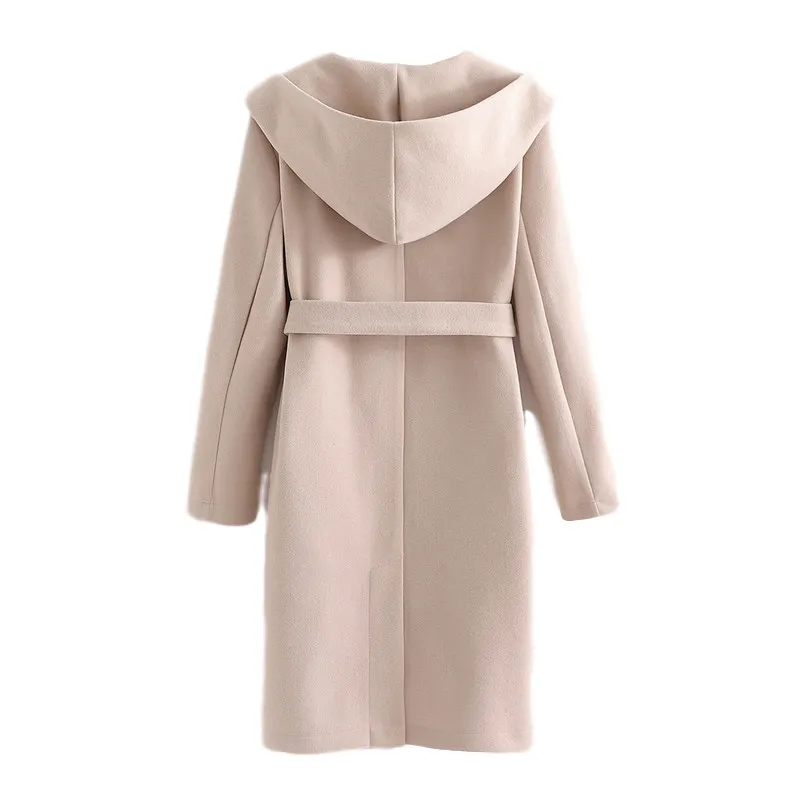 BLSQR Wol Lange Trenchcoat Met Riem Vrouwen Elegante Mouw Winter Zakken Overjas Casual Bovenkleding Jassen 210430