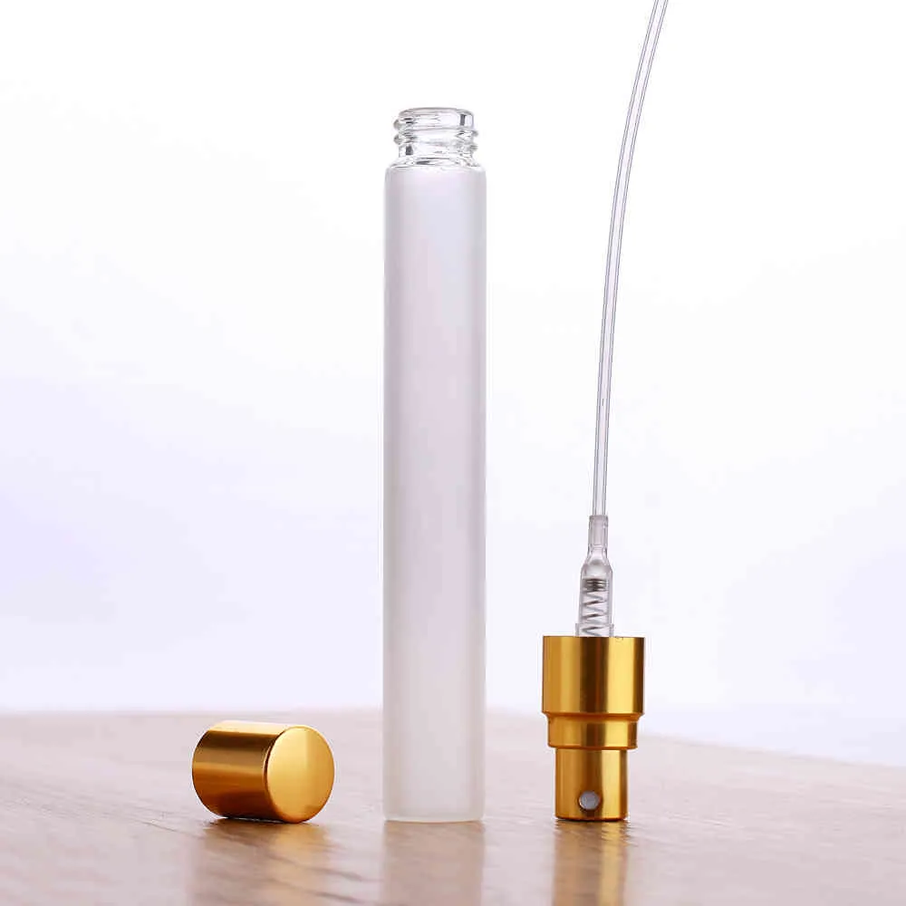 100 pçs/lote 10ml vidro fosco spray frasco atomizador perfume mini recarregável frasco de perfume amostra pequena