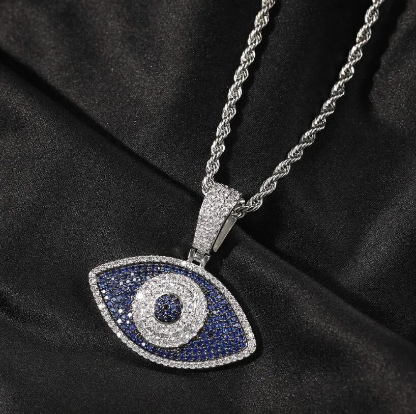 Hip Hop Cubic Zirconia Bling Ice Out Mixed color eyes Pendants Necklaces for Men Women Rapper Jewelry2797