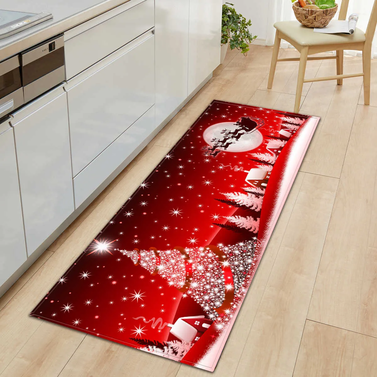 Kerstmis moderne keuken mat thuis deur mat hal slaapkamer woonkamer decoratie vloer tapijt balkon badkamer antislip tapijt