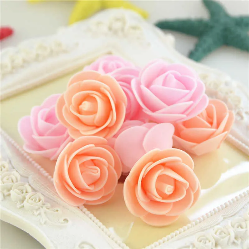 500 sztuk / worek Mini Pe Foam Rose Flower Head Sztuczne Kwiaty Handmade Diy Wedding Home Decoration Uroczysty Party Supplies 211023