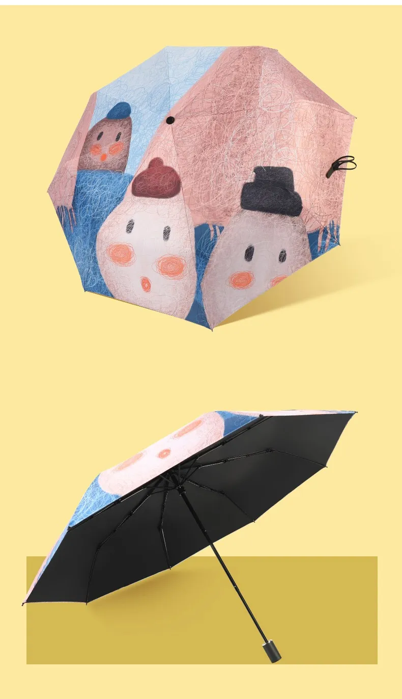Дождевое снаряжение трех складные зонтики мальчики Женщины складные зонтики детей подарки УФ защита от солнца зонтик