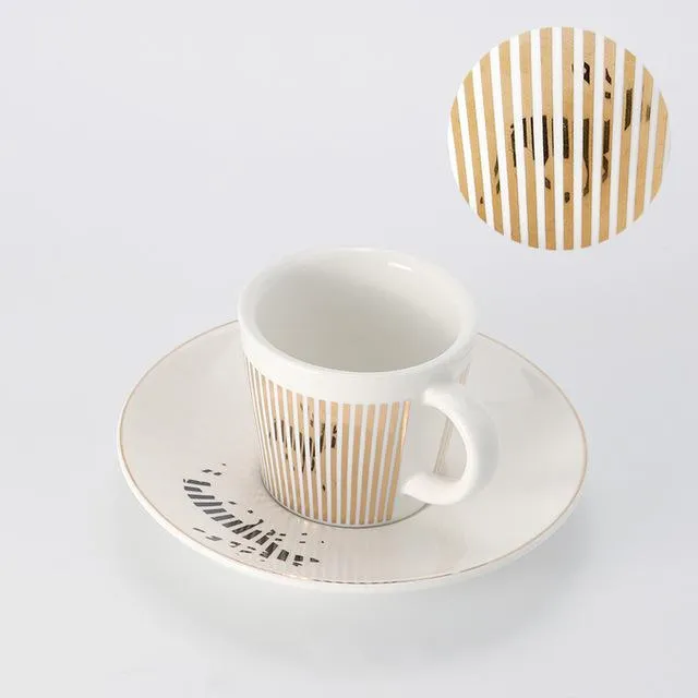 Muggar 90 225 ml Creative Leopard Anamorphic Coffee Cup Mirror Reflection Zebra Vintage Tea Cups and Saucer Sets226u
