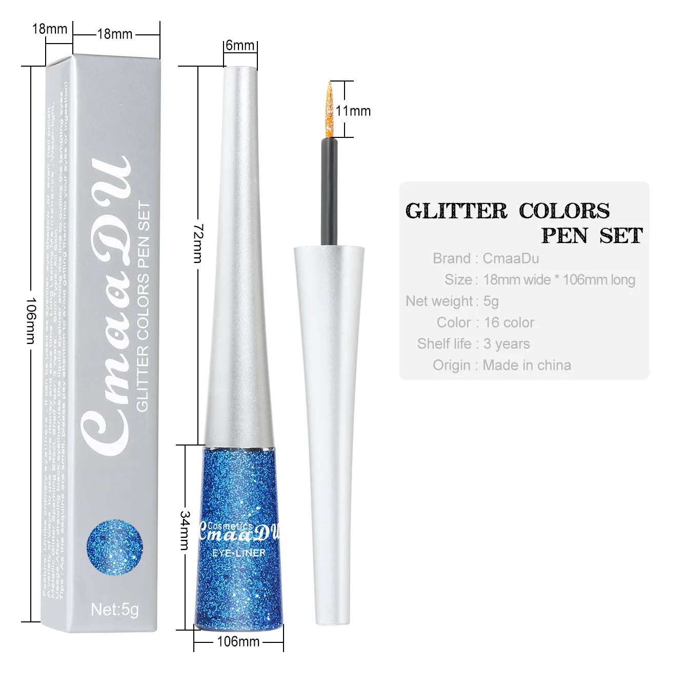 CmaaDu Colorido Glitter Delineador Deslumbrante Piscando Brilhante Caneta Delineador Branco Azul Vermelho Verde Olho Maquiagem8116370