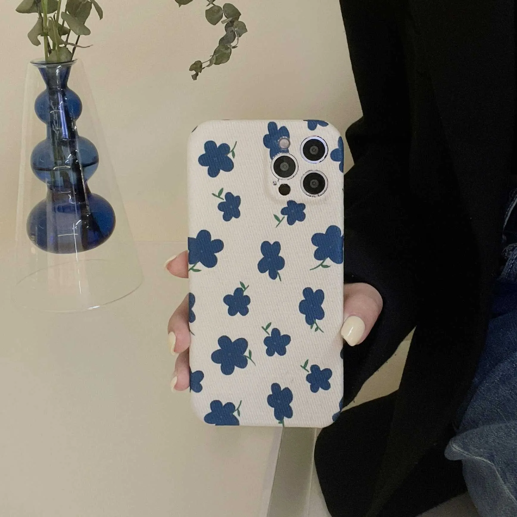 Piccoli fiori spezzati in velluto a coste adatti custodia cellulare iPhone 13 iPhone12 Giappone e Corea del Sud 11promax Cover protettiva rossa netta XR