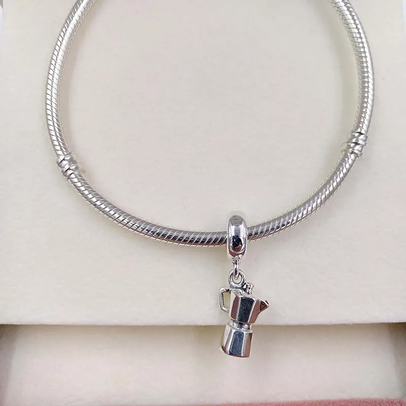 Ciondoli fai-da-te perle perline creazione di gioielli ESPRESSO CAN HEART BANDIERA pandora argento 925 braccialetto alla caviglia donna uomo braccialetto con perline set collana pendente regali di compleanno 791514