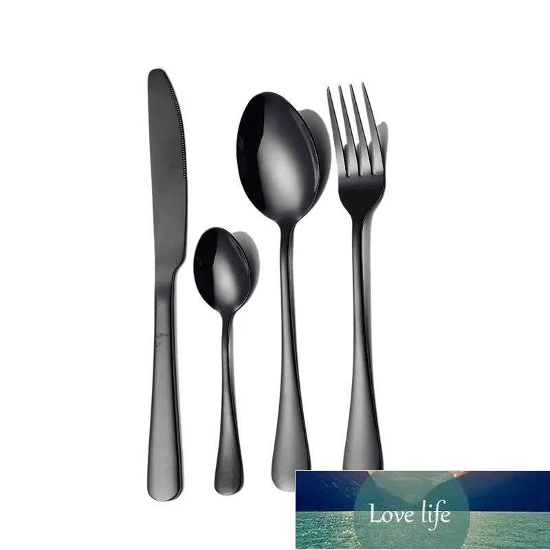 Zwart tafelwerk roestvrijstalen bestek set vorken messen lepels keuken diner vork lnife gouden servies 205a