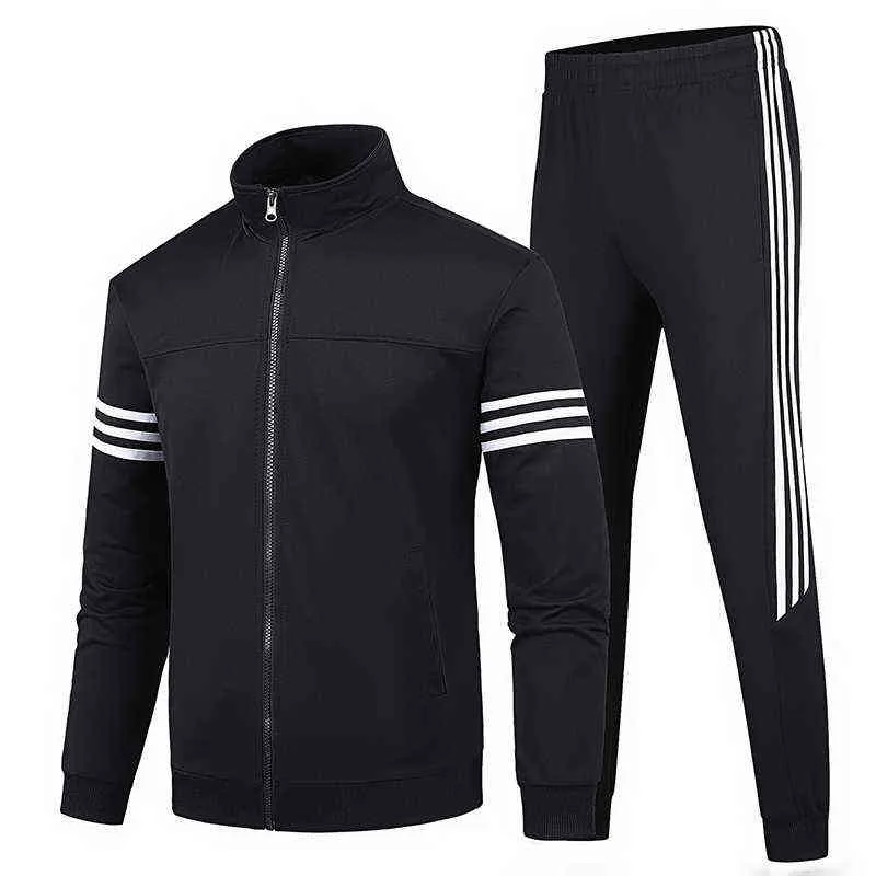 Moda Koşu Setleri Spor Takım Elbise Spor Kazak + Sweatpants Erkek Giyim 2 Parça Setleri Tracksuit Jogging Suits G1217