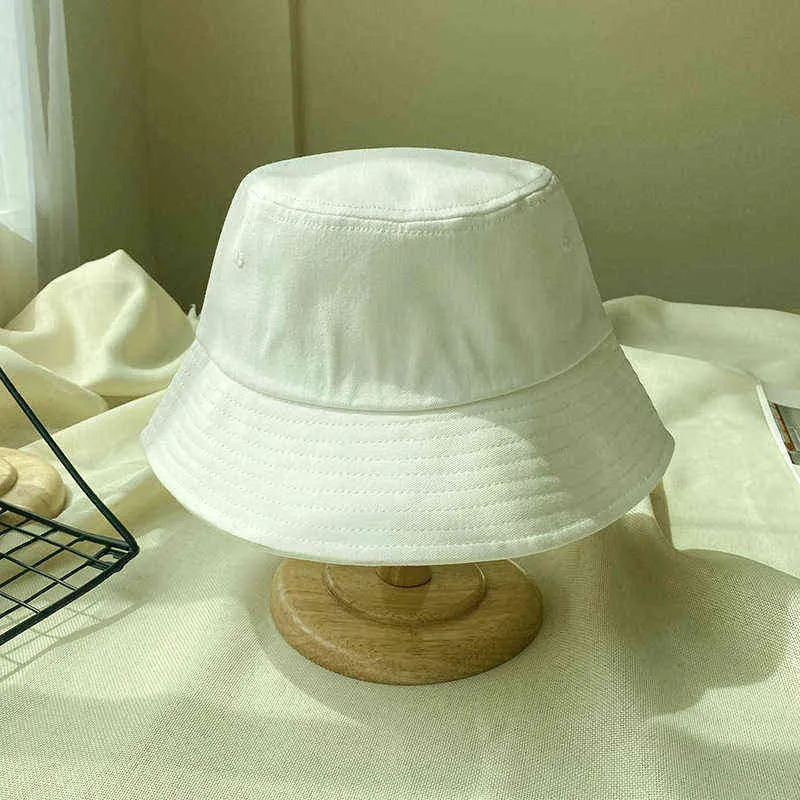 es sólidos nuevo verano primavera mujeres sombrero para el sol algodón Panamá Floding sombrero de cubo niñas sombrero de pescador personalizado Y2203013105