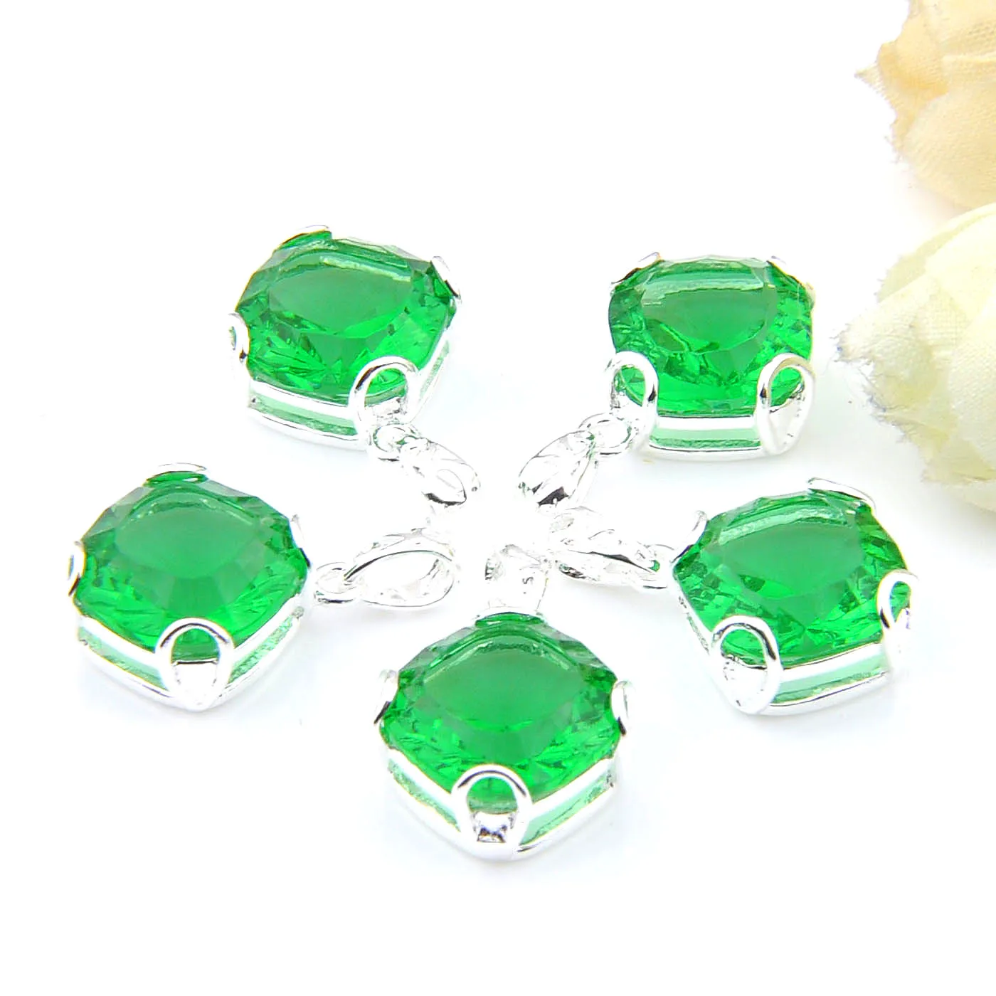 Big Amazing Vintage Green Quartz Crystal Gems 925 Sterling Silver USA Israel Wedding Engagement Pendants Weddings257u