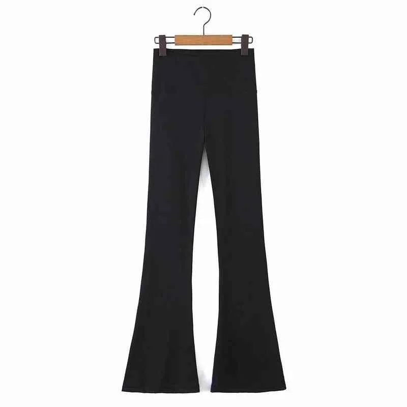 Kadınlar Yüksek Bel Çan Alt Pantolon Sonbahar Kış Siyah Ince Polar Sıcak Flared Pantolon Kore Moda Harajuku Giyim 211216