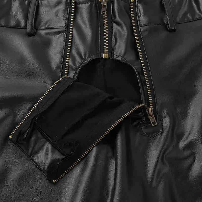 Black Mens Weleook Clubwear Sexy Colread Faux кожаные передние молния чешуйки Jockstraps с картерами ночной клуб Club Club H1210