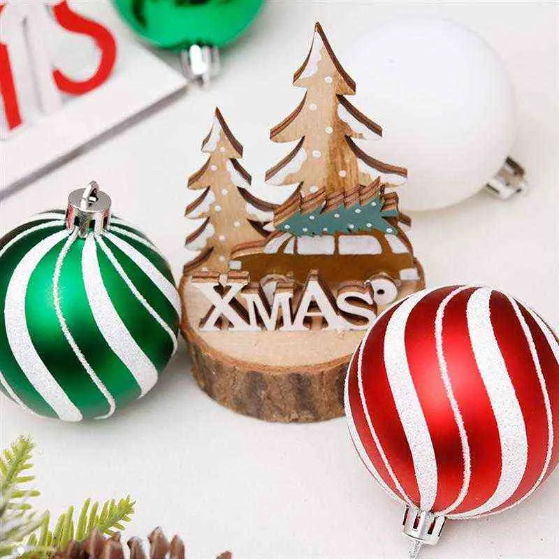 décoration d'arbre de Noël boule de dessin colorée décor à la maison vert et rouge peint ensemble de boules de Noël vert + rouge 211104