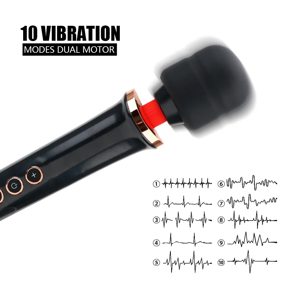 10 częstotliwości Mocny wibrator av magiczna różdżka stymulator stymulatora wodoodpornego masturbatora zabawki seksualne dla kobiet masażer nadwozia2427195