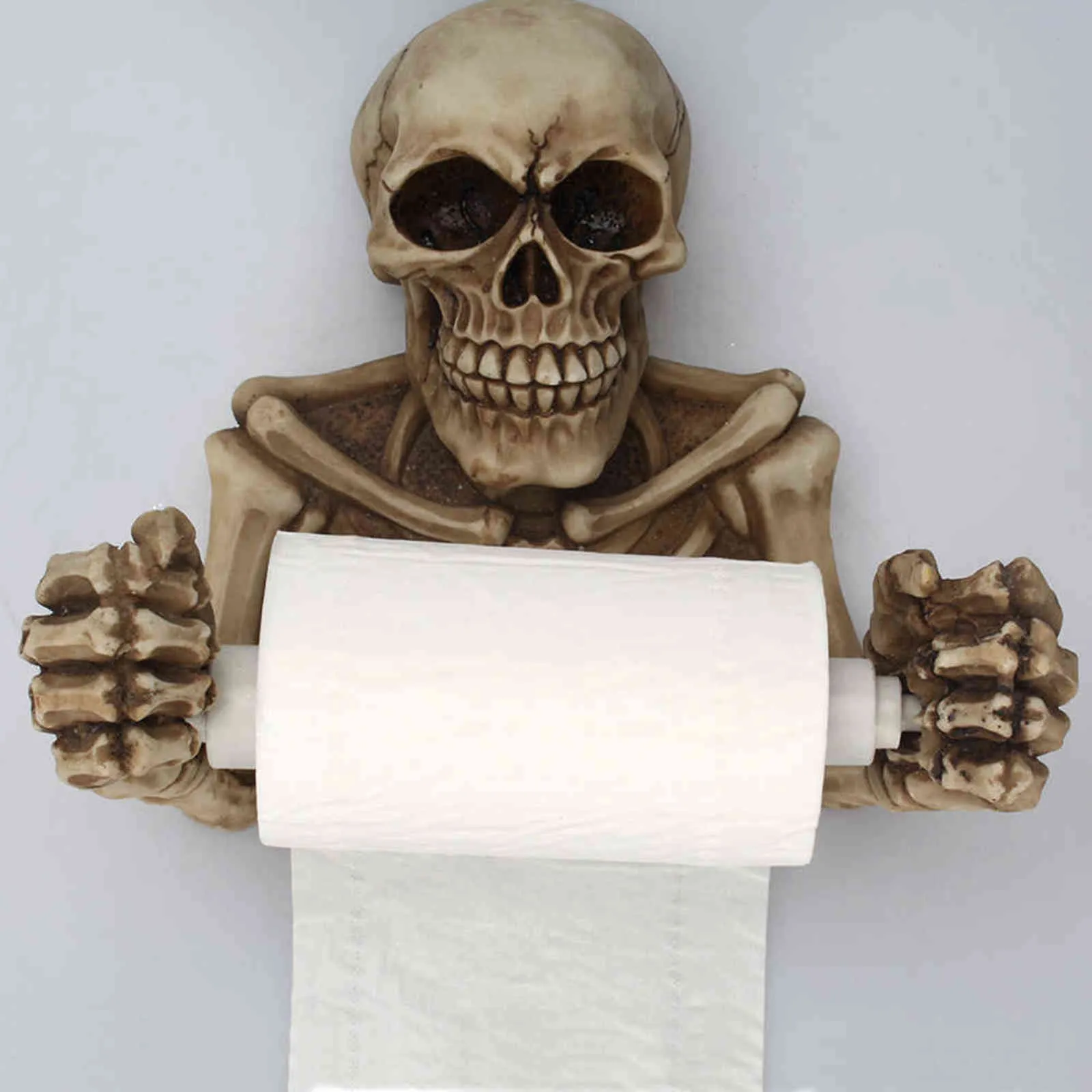 Skull Shape Paper Holder Resin Tissue Holder Wall Hanging Toilet Pumping Roll Paper Rack Halloween Party Decor H11129746301