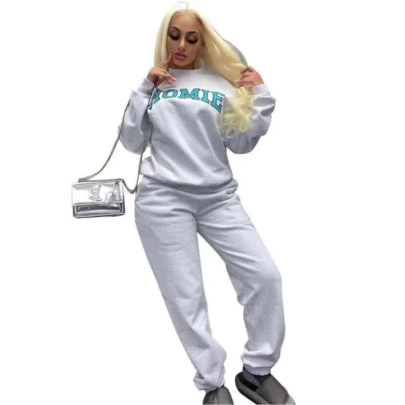 Estilo BF Hoodie Jogadores Suor Terns Mulheres Correspondência Conjuntos Soltos Tracksuit 2 Dois Parte Set Senhoras Outfits Outono Inverno Outono 210525