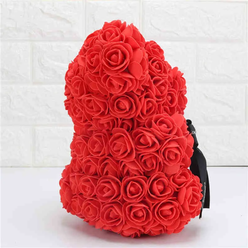 女性のためのギフト38cmローズ人工花のビッグテディベアガールフレンドバレンタインウェディングクリスマスギフトホームデコレーションのためのローズベア