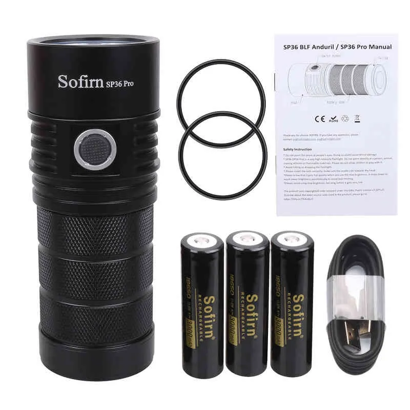 Sofirn SP36 Pro 8000lm lampe de poche LED puissante 4 * SST40 USB C rechargeable 18650 torche Anduril 211227