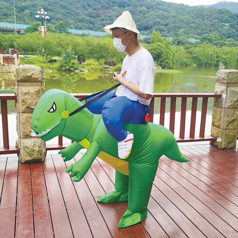 Mascot CostumesAdult Green Dinosaur Inflatable Costumes Halloween Costume Half Body T-rex Role Play Disfraz Fastival CellebrationMascot dol