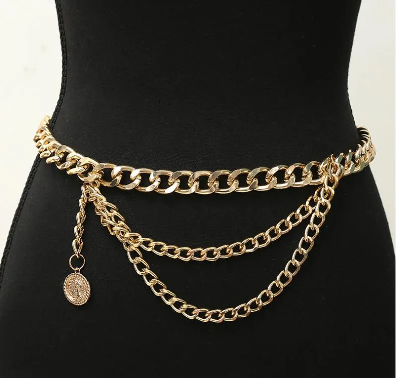 Поясные женские модные кисточки для кисточки Gold Chain Designer бренд роскошные панк -кисточки для женских платье Metal239n